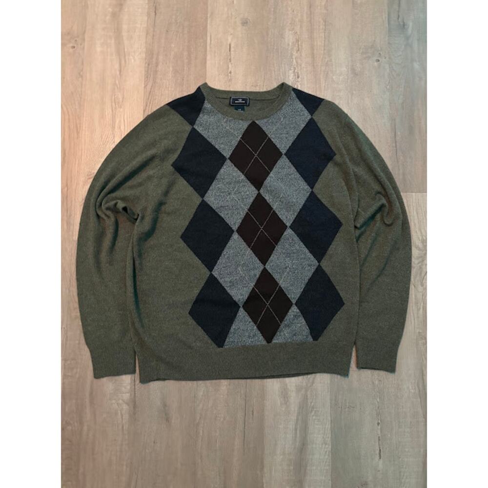 Vintage Green and Khaki Grandpa Checkered Dockers Sweater